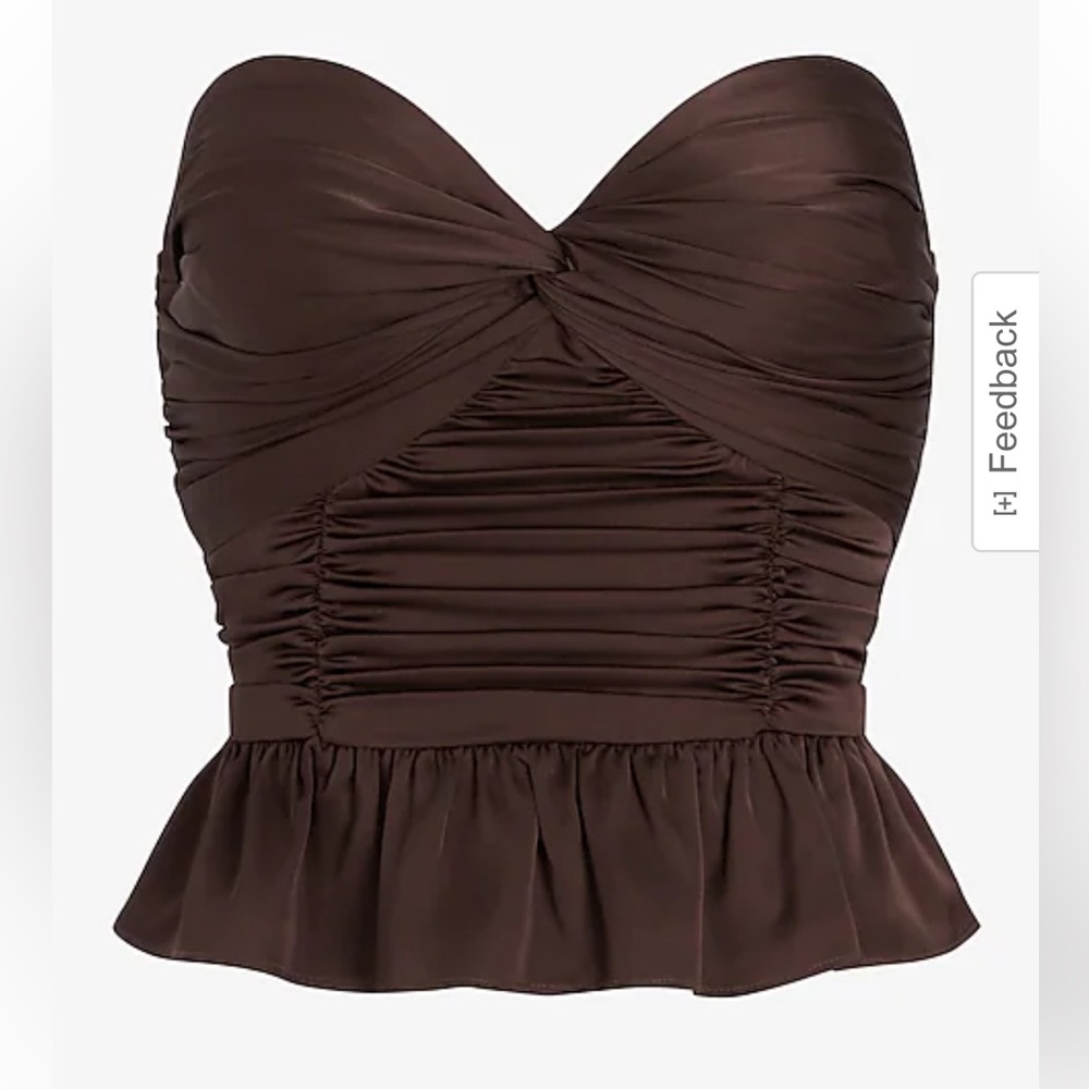Express Strapless Satin Chocolate Brown Top